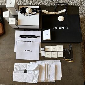 Lot of Chanel bags, box, ribbon & tissue